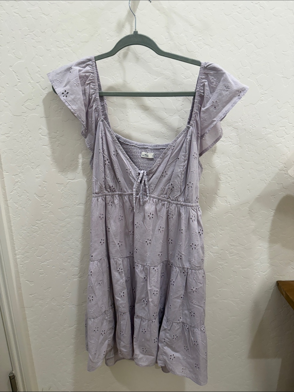 Hollister Lavender Eyelet Tiered Mini Dress